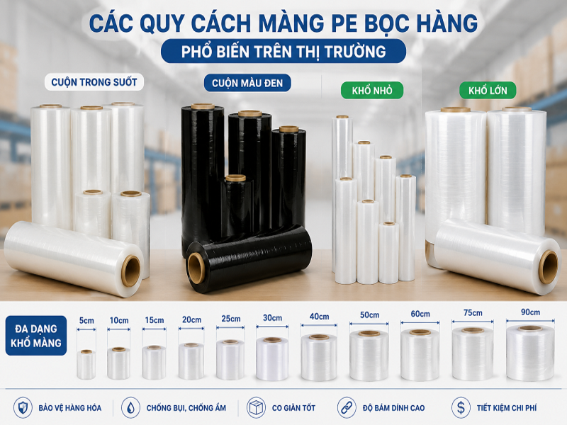 Các quy cách màng PE phổ biến trên thị trường