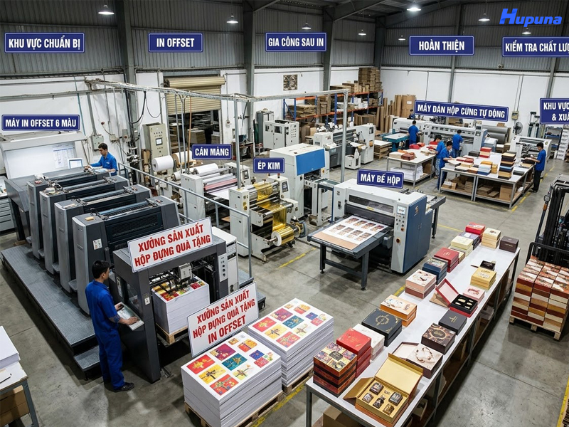 Hupuna là xưởng sản xuất hộp đựng quà in Offset uy tín, giá tốt