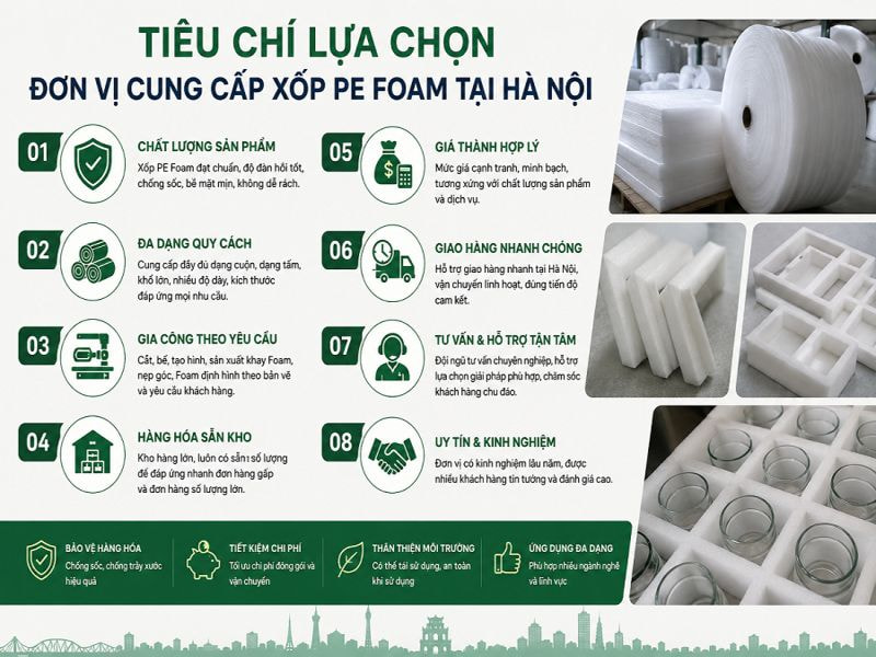Tiêu chí lựa chọn đơn vị cung cấp xốp PE Foam tại Hà Nội