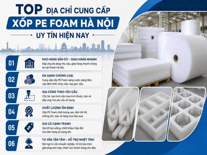Top địa chỉ cung cấp xốp PE Foam Hà Nội uy tín hiện nay