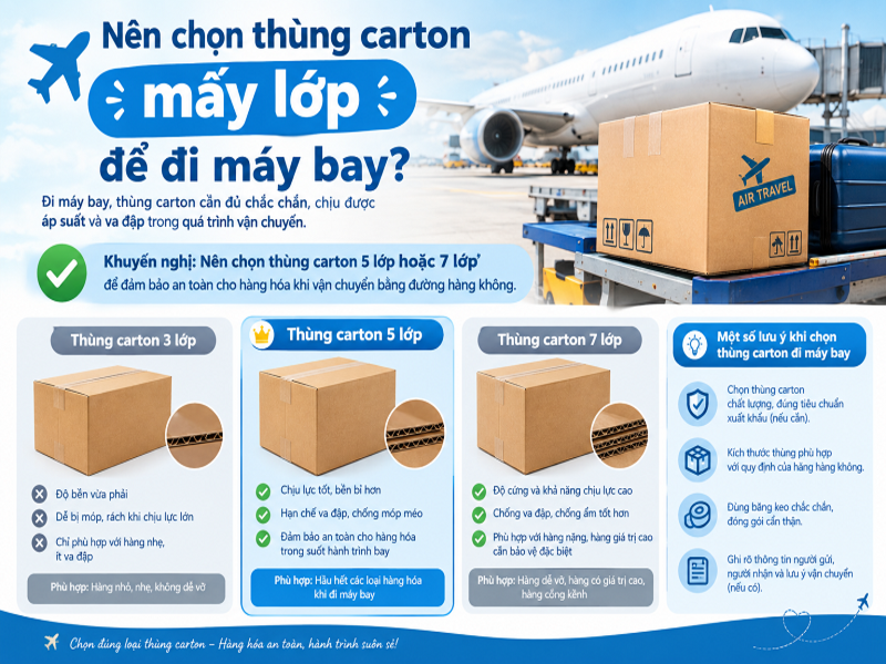 Nên chọn thùng carton mấy lớp để đi máy bay