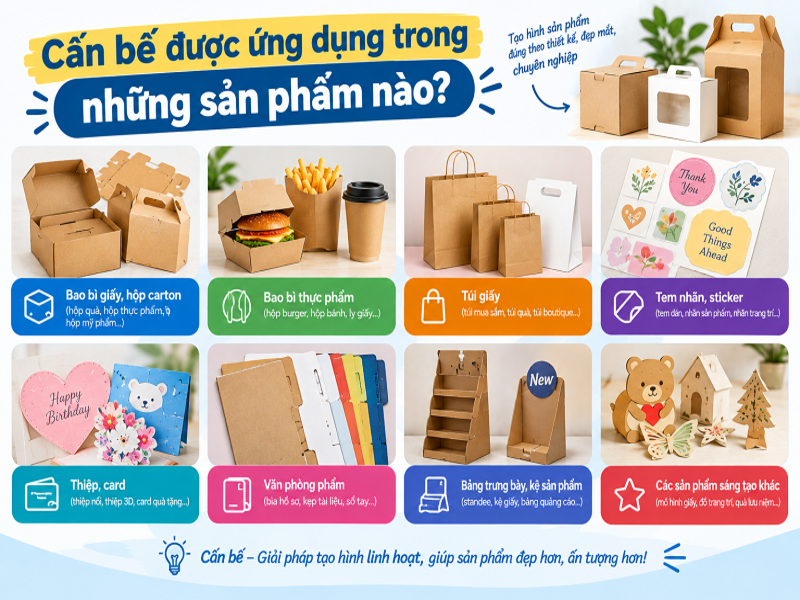 Cấn bế được ứng dụng trong những sản phẩm nào?
