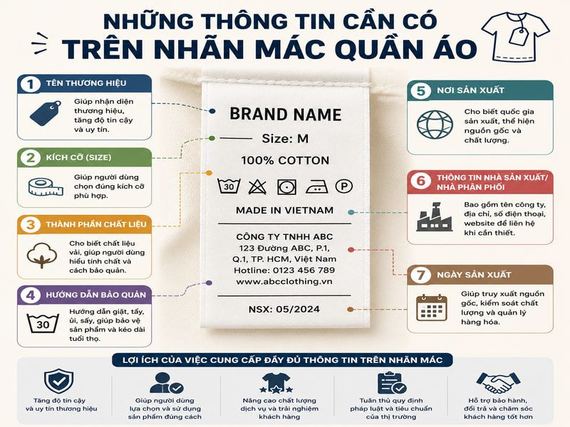 Những thông tin cần có trên nhãn mác quần áo