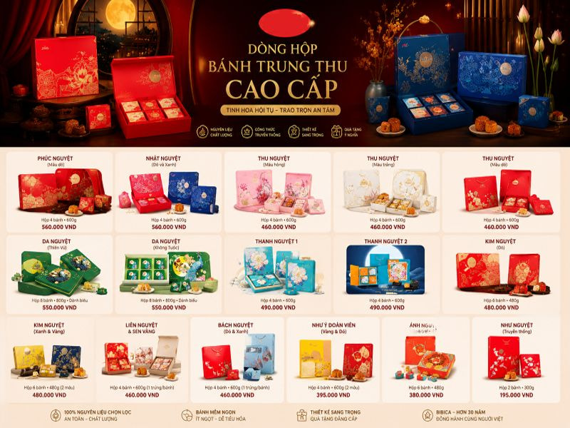 Dòng hộp bánh trung thu cao cấp Bibica