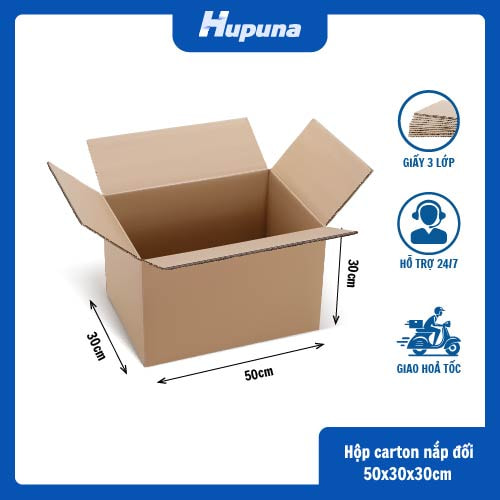 Hộp carton 50x30x30cm nắp đối 3 lớp