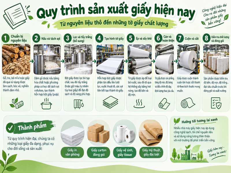Các bước trong quy trình sản xuất giấy hiện nay