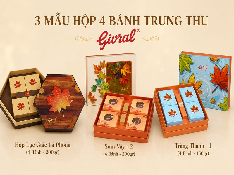 Các mẫu hộp 4 bánh trung thu Givral