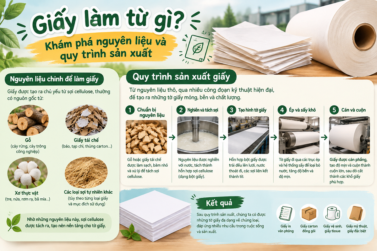 Giấy làm từ gì? Tìm hiểu Cellulose và quy trình làm giấy