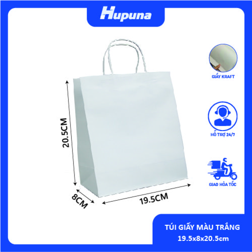 túi giấy màu trắng 195x8x20 5