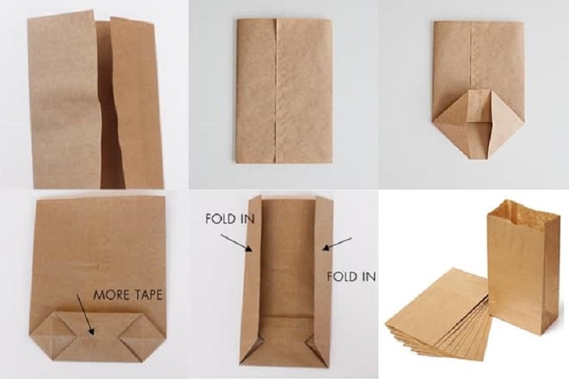 gấp túi giấy, làm túi giấy, trang trí túi giấy