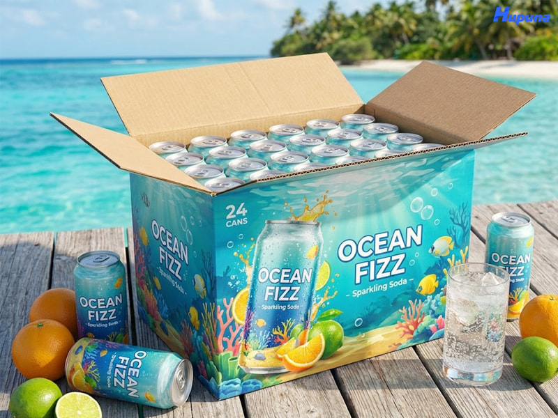 Cách đặt sản xuất và in thùng carton đựng nước ngọt tại Hupuna