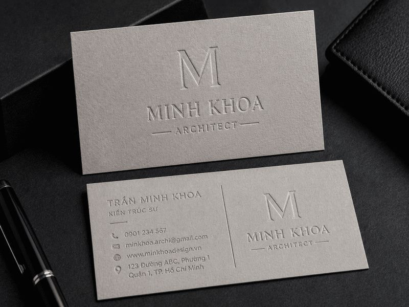Mẫu name card giấy mỹ thuật dập chìm