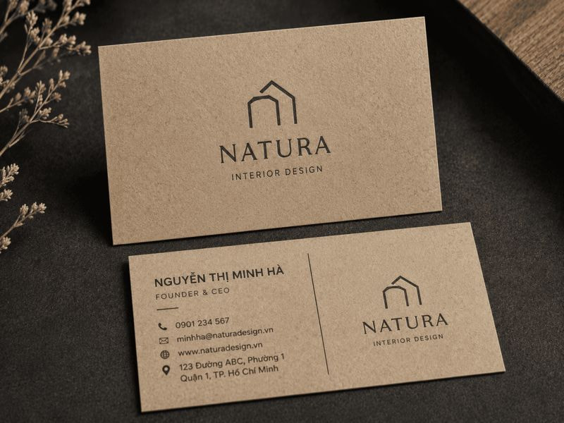 Mẫu name card giấy mỹ thuật màu tự nhiên