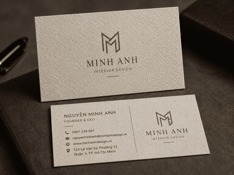 Mẫu name card giấy mỹ thuật vân sần