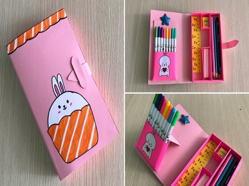 Chuẩn bị nguyên liệu làm hộp đựng bút bằng bìa carton