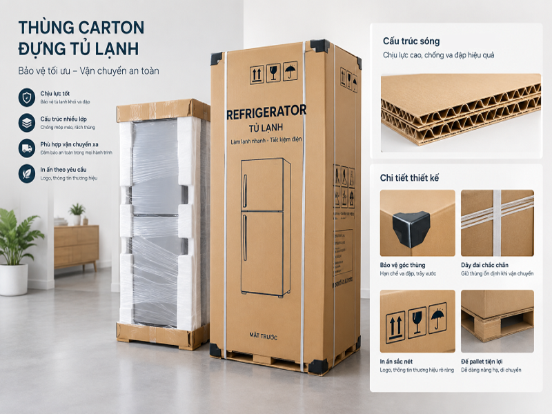 Đặc điểm nổi bật của thùng carton đựng tủ lạnh