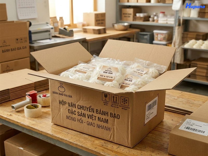 Hộp đựng bánh bao bằng giấy carton sóng