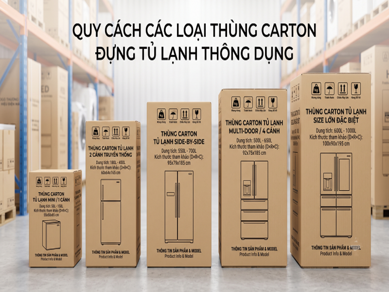 Thùng carton đựng tủ lạnh có những quy cách nào