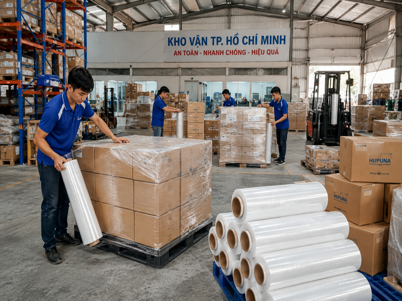 Nhu cầu sử dụng màng PE bọc hàng và quấn pallet tại kho vận TPHCM