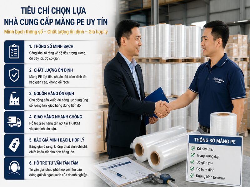 Tiêu chí chọn lựa nhà cung cấp màng PE uy tín minh bạch thông số