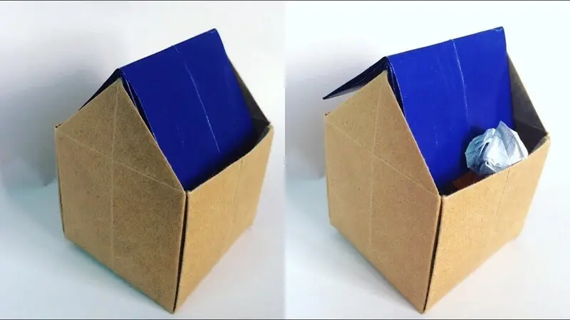 làm đồ tái chế từ thùng carton, làm thùng rác bằng bìa carton, sản phẩm tái chế từ bìa carton