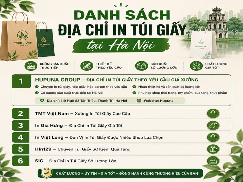 Danh sách địa chỉ in túi giấy tại Hà Nội