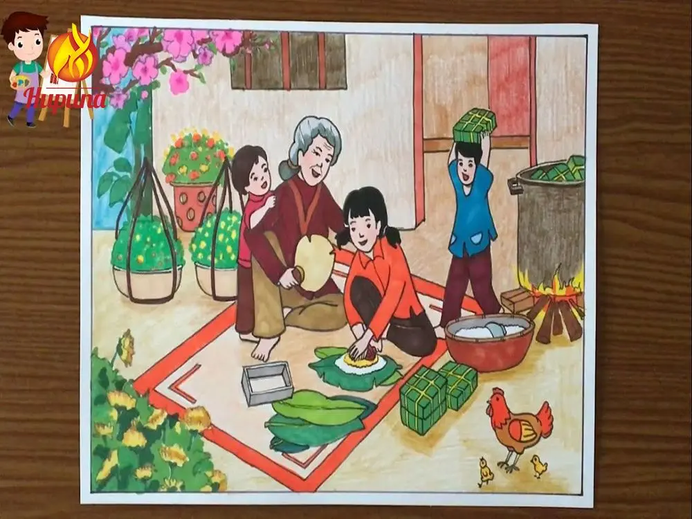 tranh vẽ ngày Tết, vẽ tranh ngày Tết, treo tranh ngày Tết