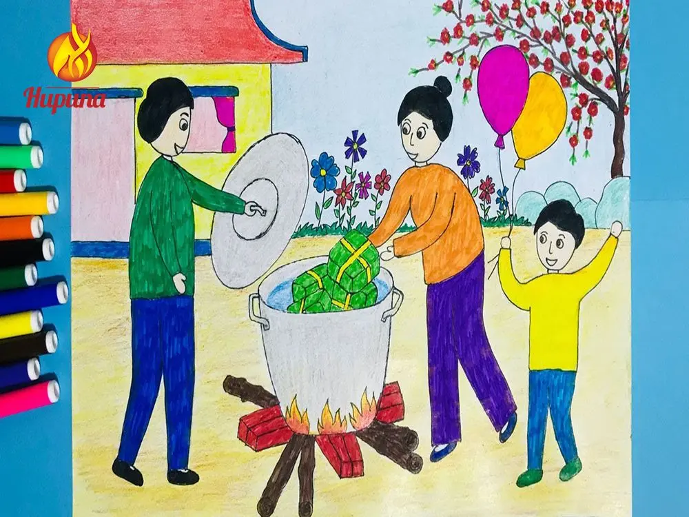tranh vẽ ngày Tết, vẽ tranh ngày Tết, treo tranh ngày Tết