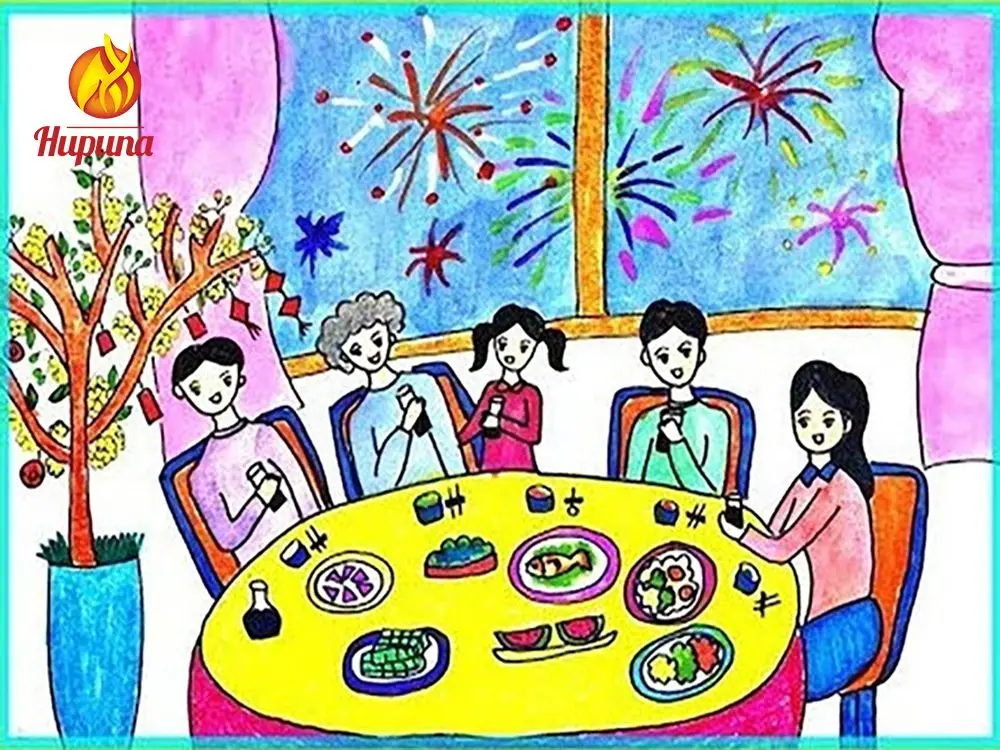 tranh vẽ ngày Tết, vẽ tranh ngày Tết, treo tranh ngày Tết