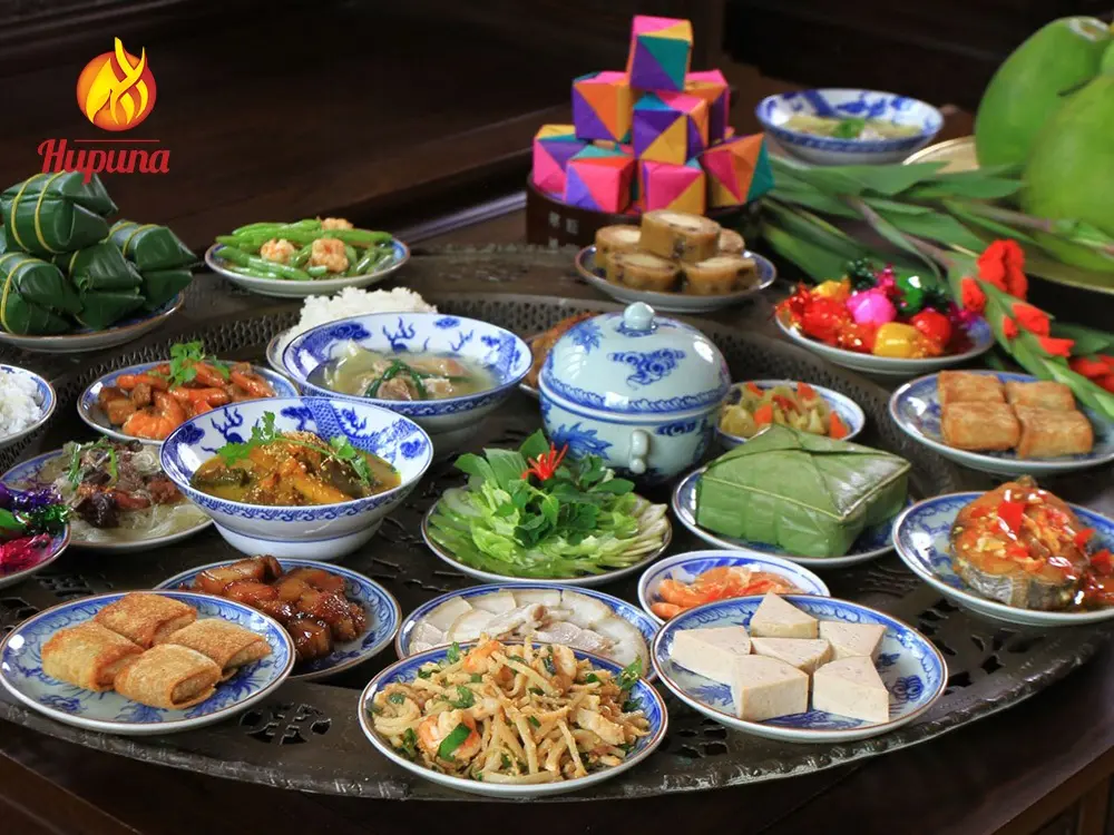 món ăn ngày tết, mâm cơm ngày tết, mâm cỗ ngày tết, món chay ngày tết, bánh chưng, bánh tét