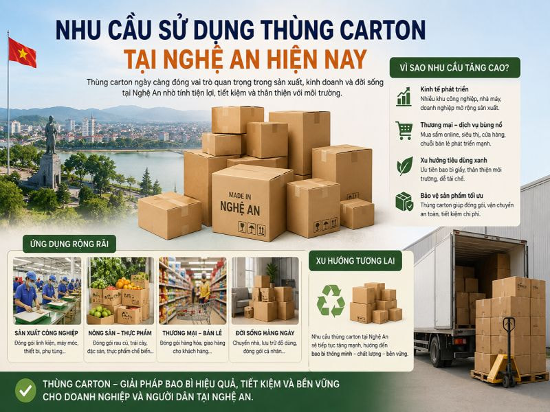 Nhu cầu sử dụng thùng carton tại Nghệ An hiện nay