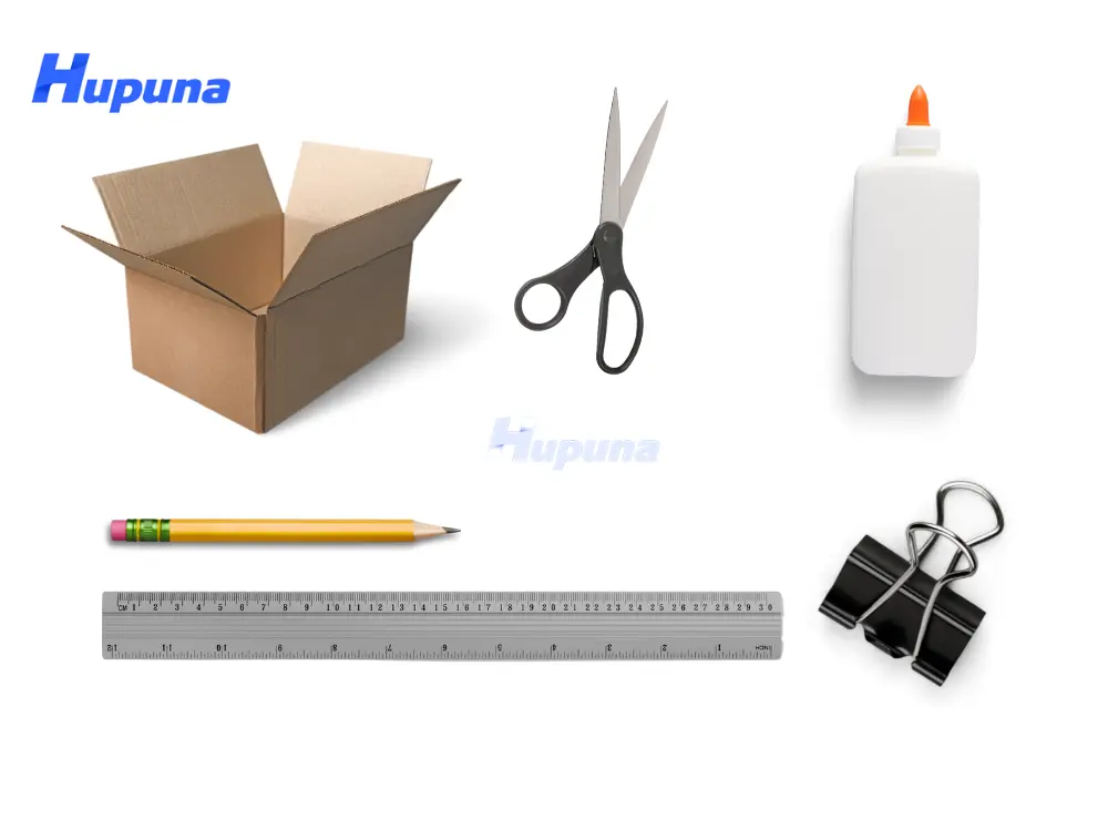 dụng cụ chuẩn bị làm kệ giày bằng thùng carton