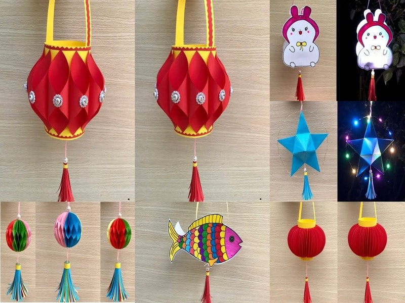 Cách làm đèn trung thu hình trái châu từ giấy