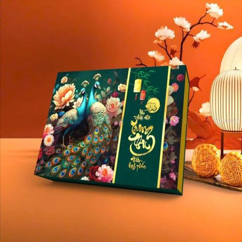 Hộp bánh trung thu Khổng Tước Mẫu Đơn (TH08)