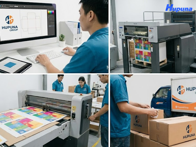 Quy trình sản xuất và in ấn bao bì tại Triều Khúc tại Hupuna