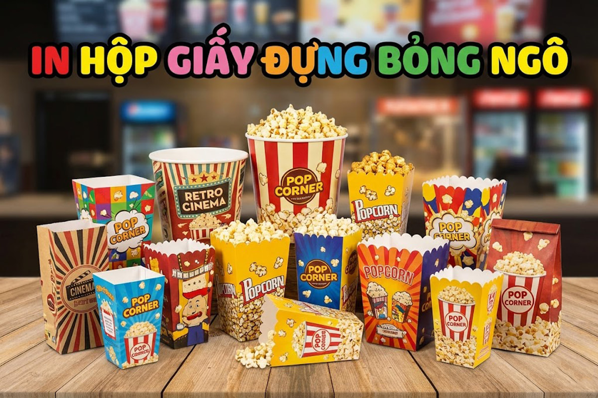 In hộp giấy đựng bỏng ngô