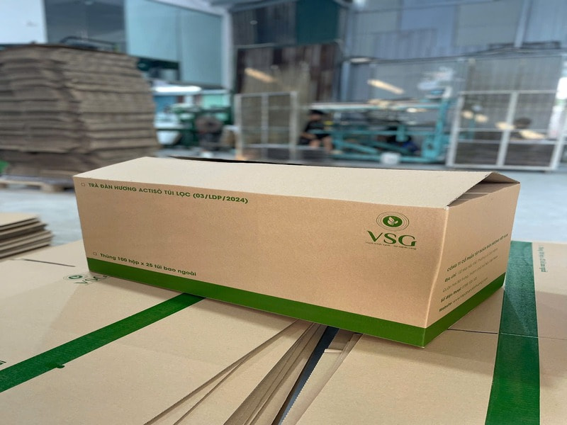 Thùng carton in flexo đựng hộp trà đàn hương actisô túi lọc