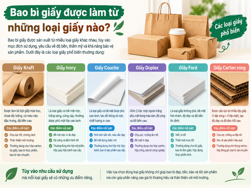 Bao bì giấy được làm từ những loại giấy nào