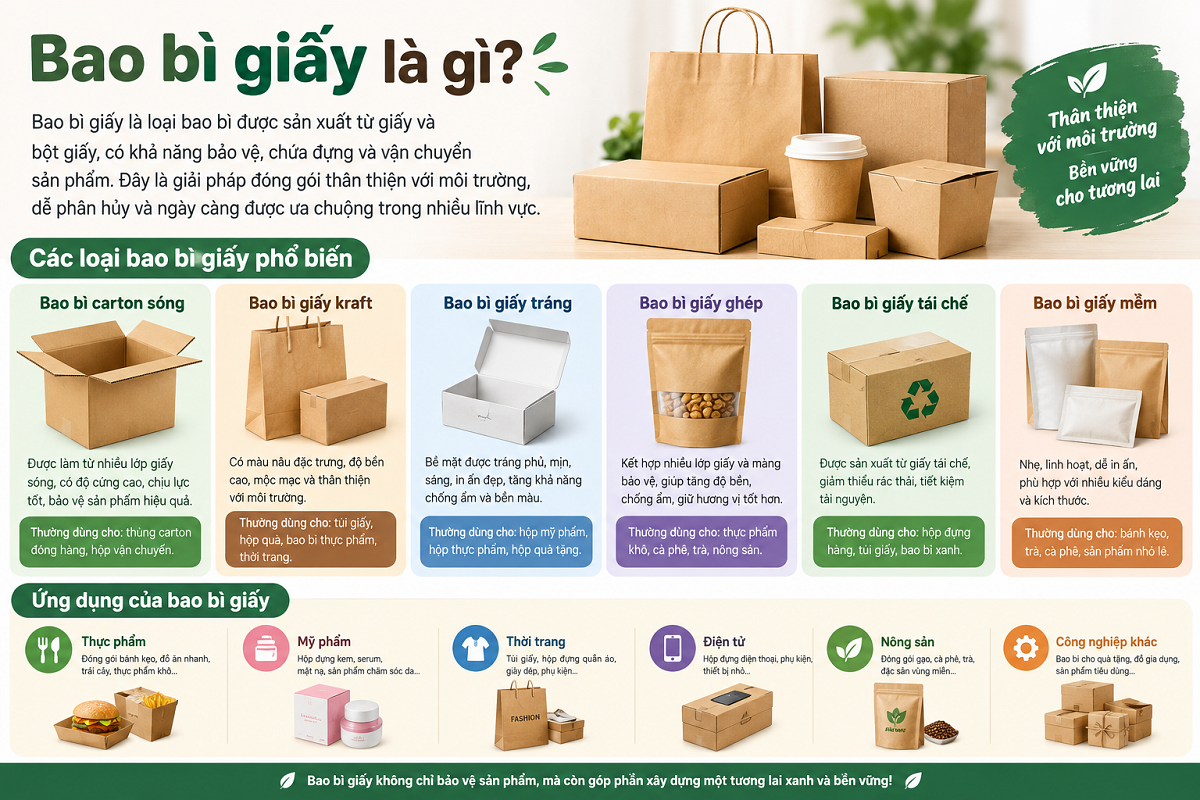 Bao bì giấy là gì Các loại phổ biến và ứng dụng
