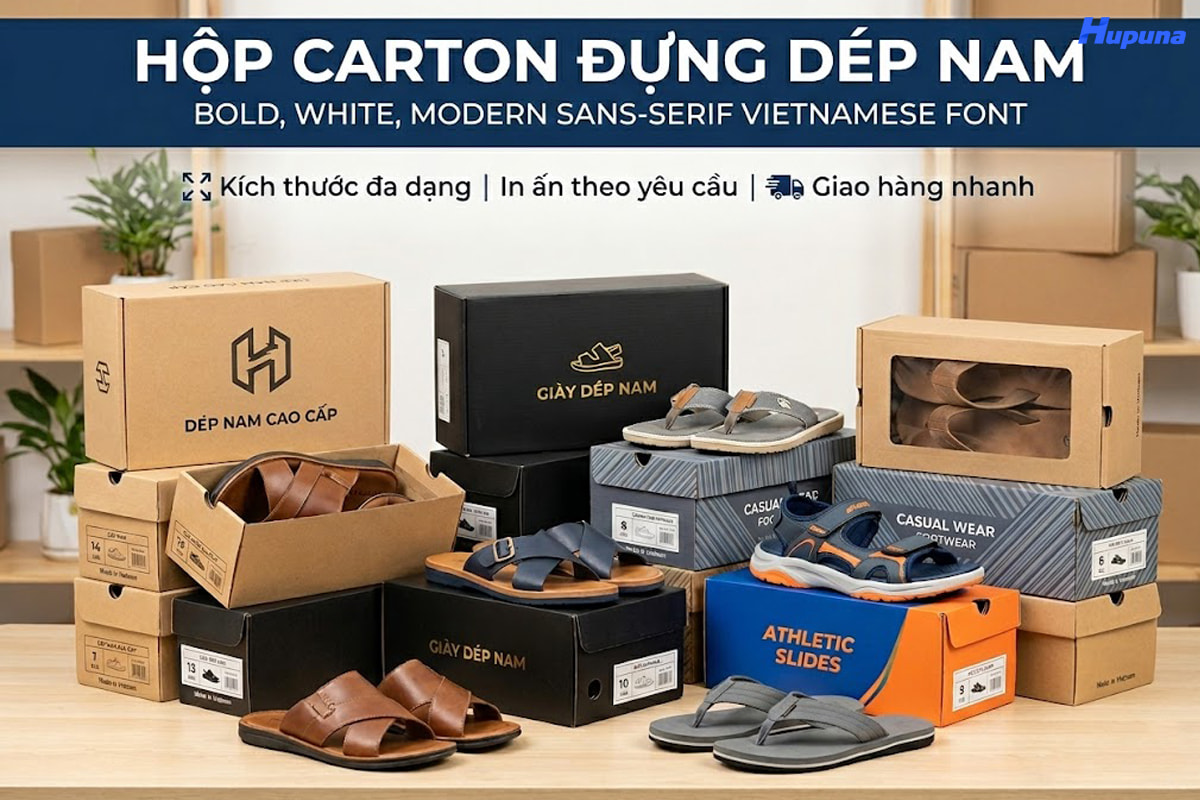 Hộp carton đựng dép nam