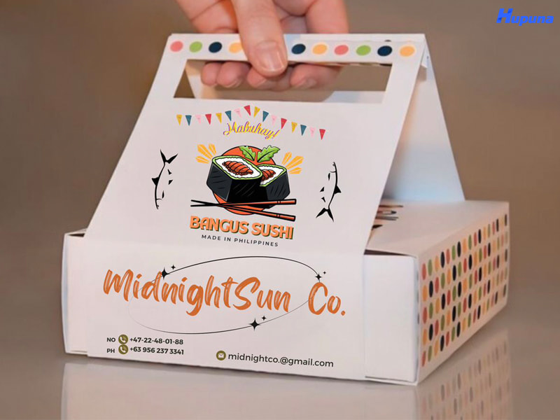 Hộp giấy mềm có quai xách đựng sushi