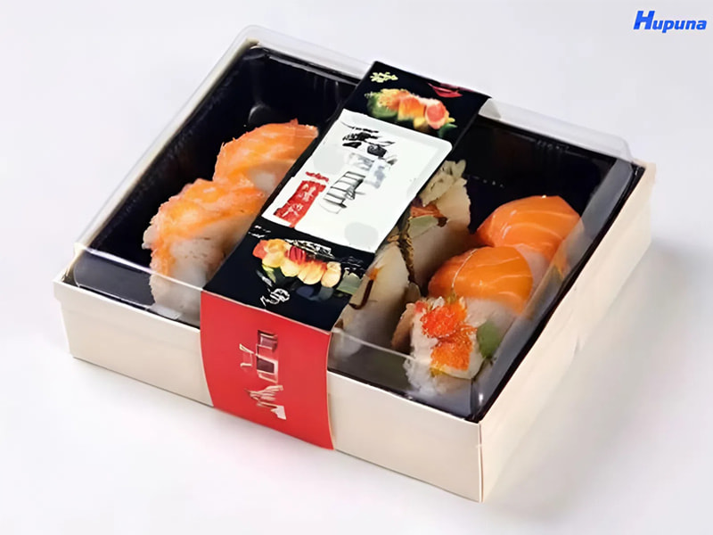 Hộp giấy mềm hình vuông nắp trong suốt đựng sushi