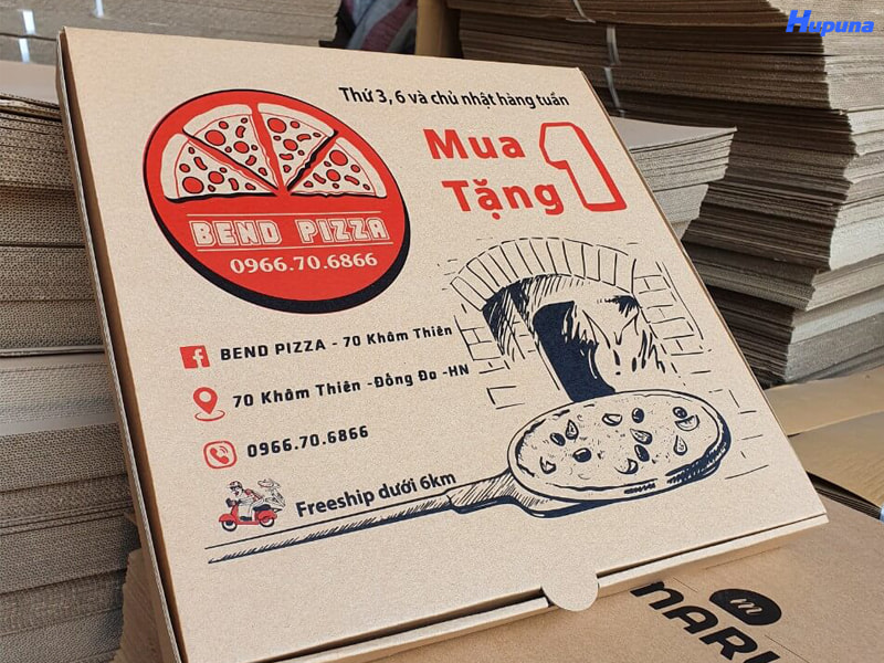 Hộp carton in flexo bend Pizza