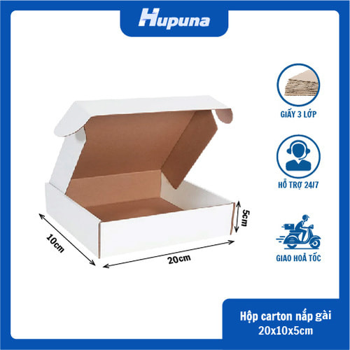 Hộp carton 20x10x5cm nắp gài 3 lớp trắng nâu(1)