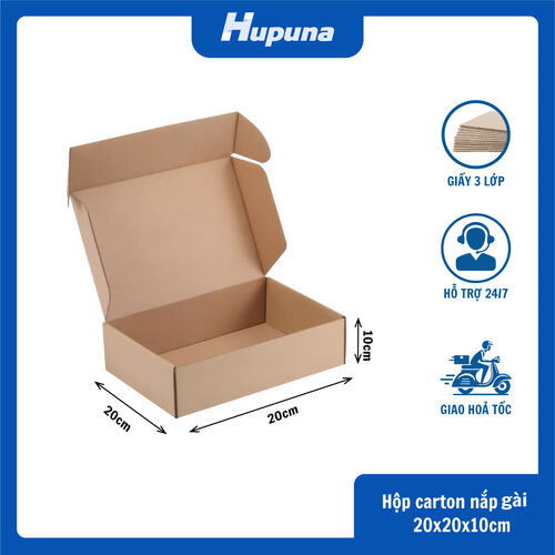 Hộp carton 20x20x10cm nắp gài 3 lớp