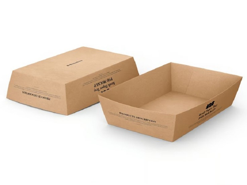 Khay giấy Kraft 4 góc dập nghiêng