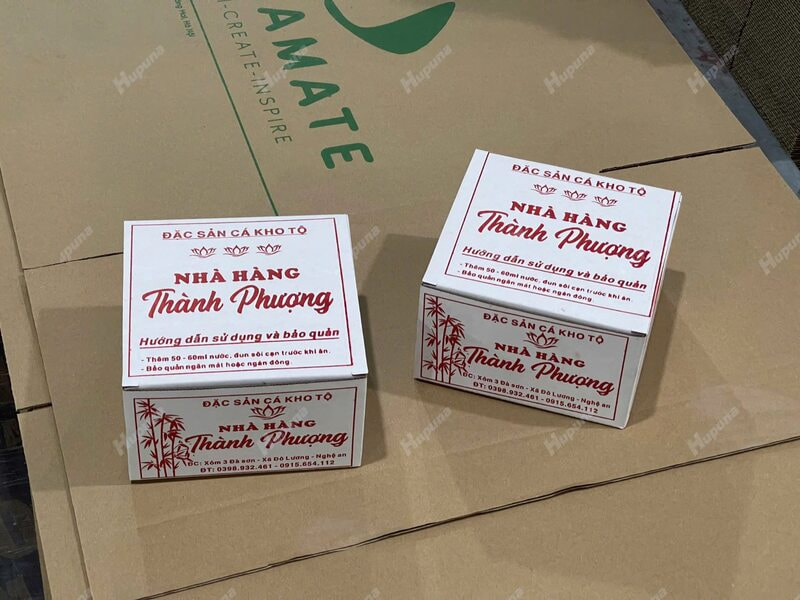 Mẫu hộp đựng cá kho tộ in flexo cho nhà hàng Thành Phượng