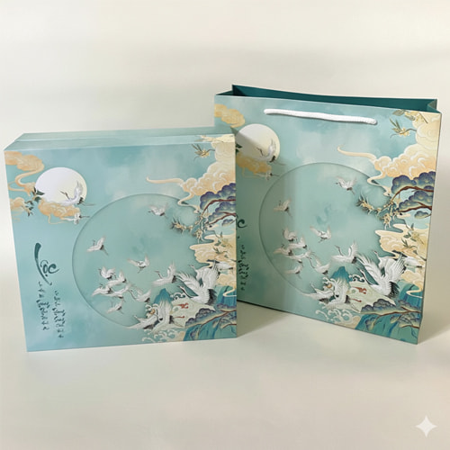 Mẫu hộp quà Tết cứng âm dương Con cò