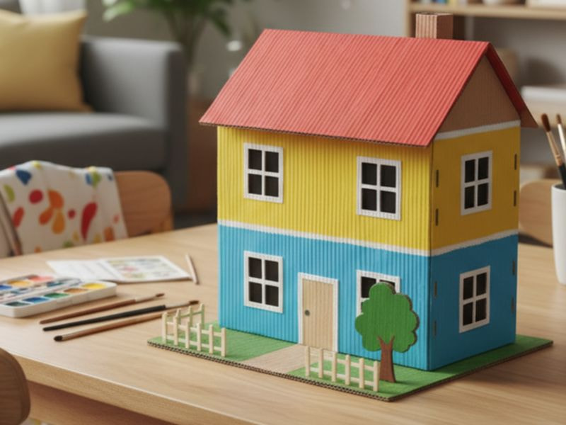 Mô hình nhà 2 tầng bằng bìa carton