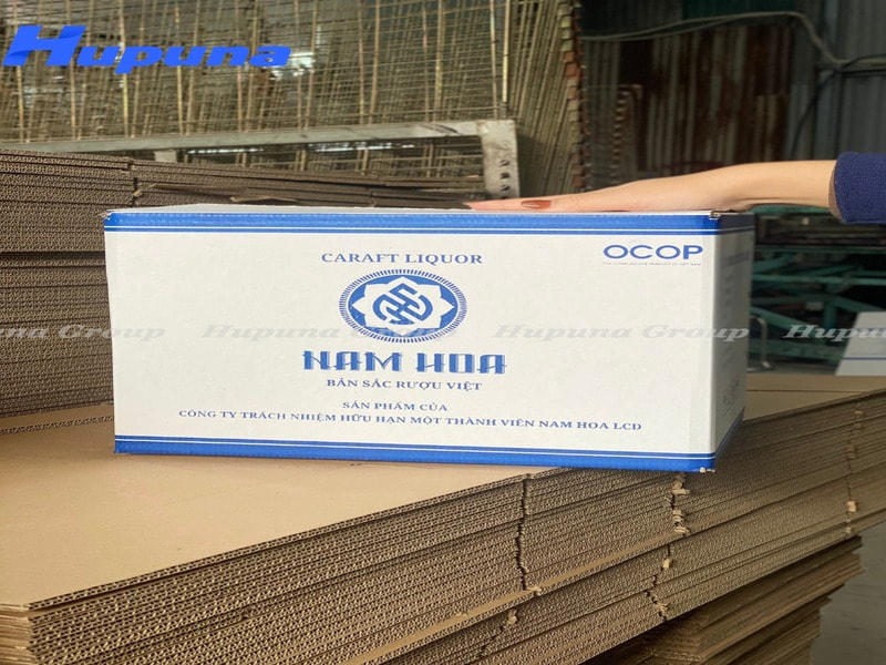 Thùng carton đựng rượu in Flexo thương hiệu Nam Hoa